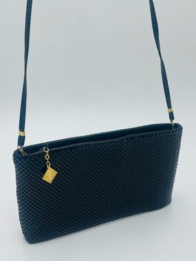 Whiting & Davis Gold-Accented Black mesh Shoulder Bag